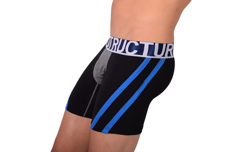 Private Structure Boxer Befit Athlete Long Trunk Blue Stripe Black 3347 30