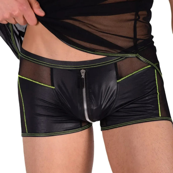 Kit Gregg Homme L Tank Top & M Boxer Front Zip Black/Neon Green 33656 MX14