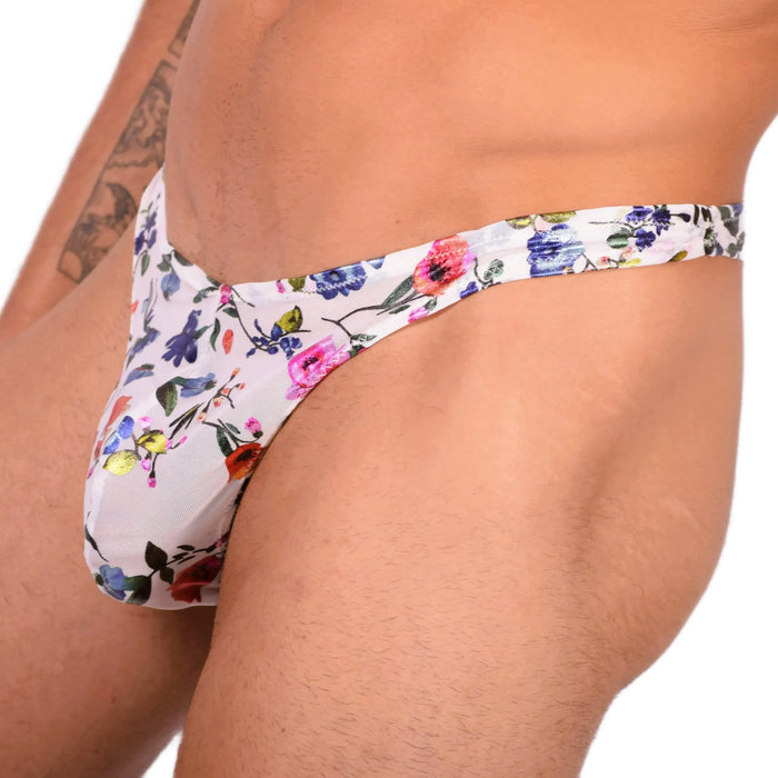 L SMU Sensual Thong Floral Explosion White 33595 MX14