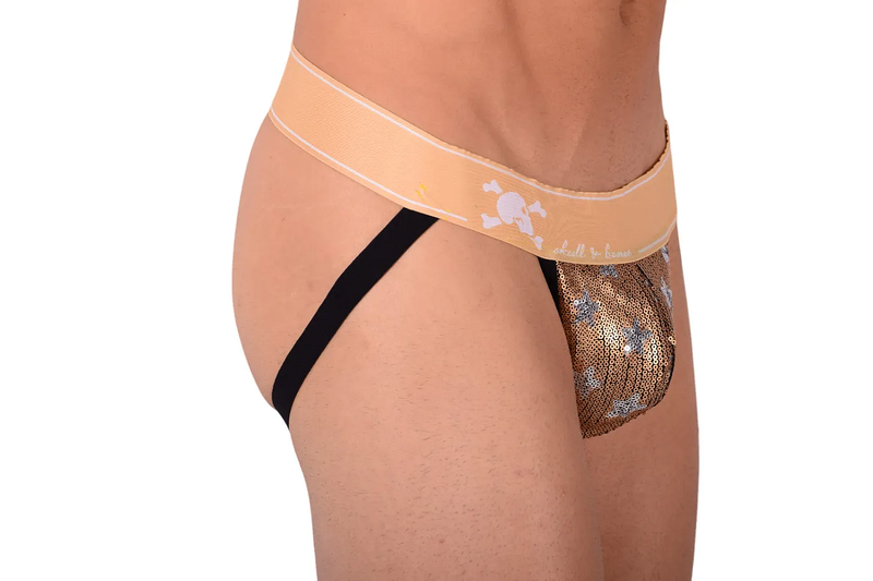 Large SKULL & BONES Jockstrap Limited Edition Gold Star 9