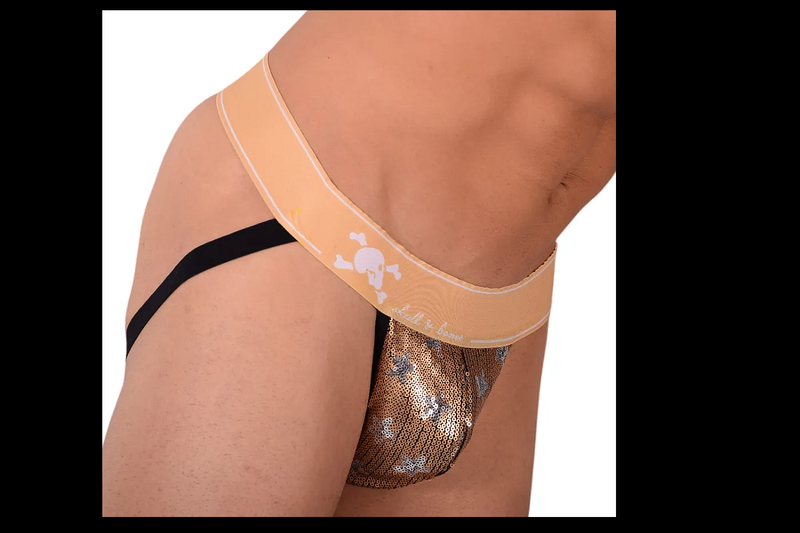 Large SKULL & BONES Jockstrap Limited Edition Gold Star 9