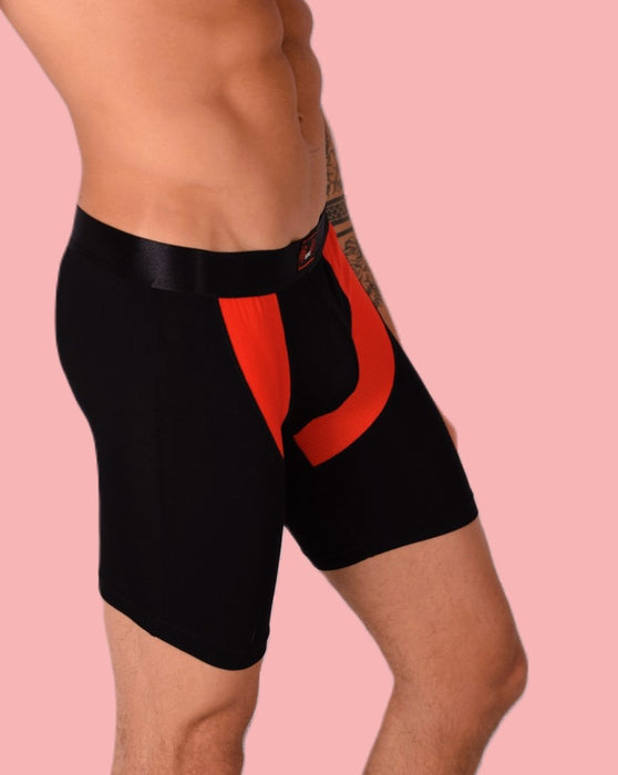 SMU Sports Underwear Long Boxer Black & Red 87655 MX12