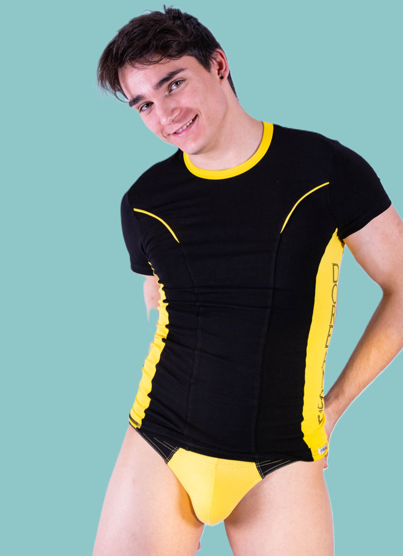SMALL Doreanse T-Shirt Black And Yellow 2599 2A