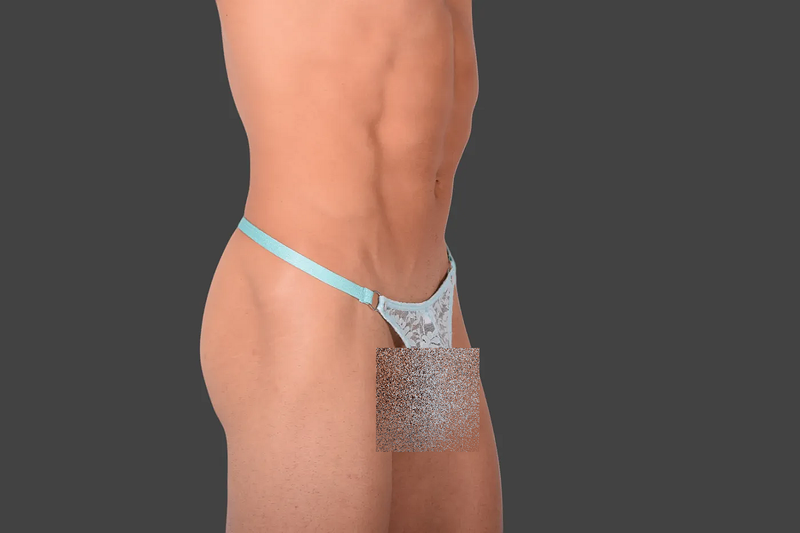 SMU Thong Teeser Fine Lace C-through G-String Aqua 20014 19