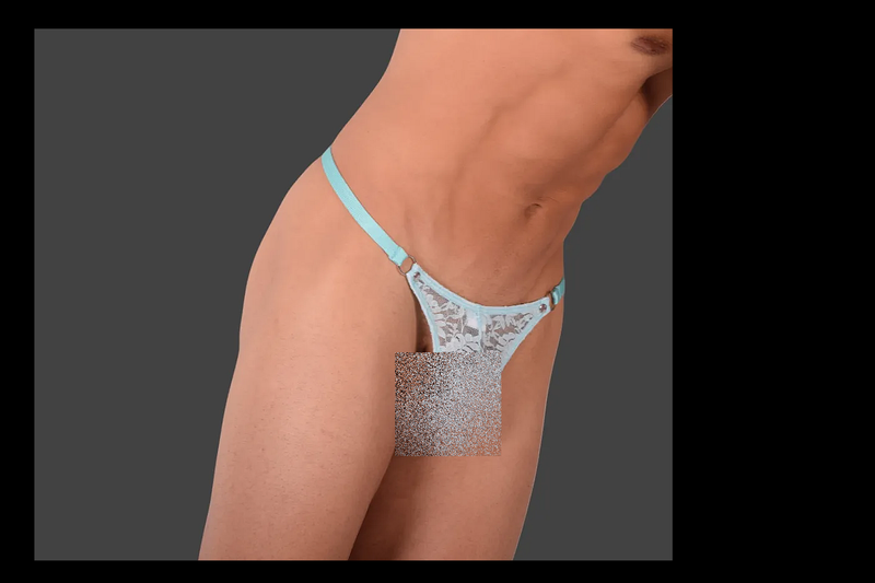 SMU Thong Teeser Fine Lace C-through G-String Aqua 20014 19
