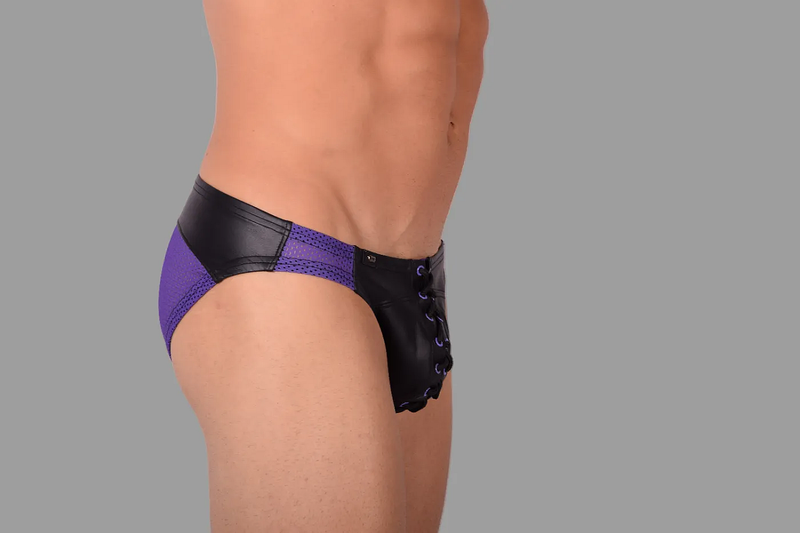SMU Eye Grabber Leather brief Black Purple P01003 H5