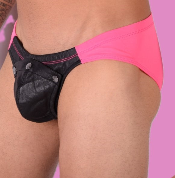 SMU Rave Peekaboo Removable Leather Pouch Brief Pink H1