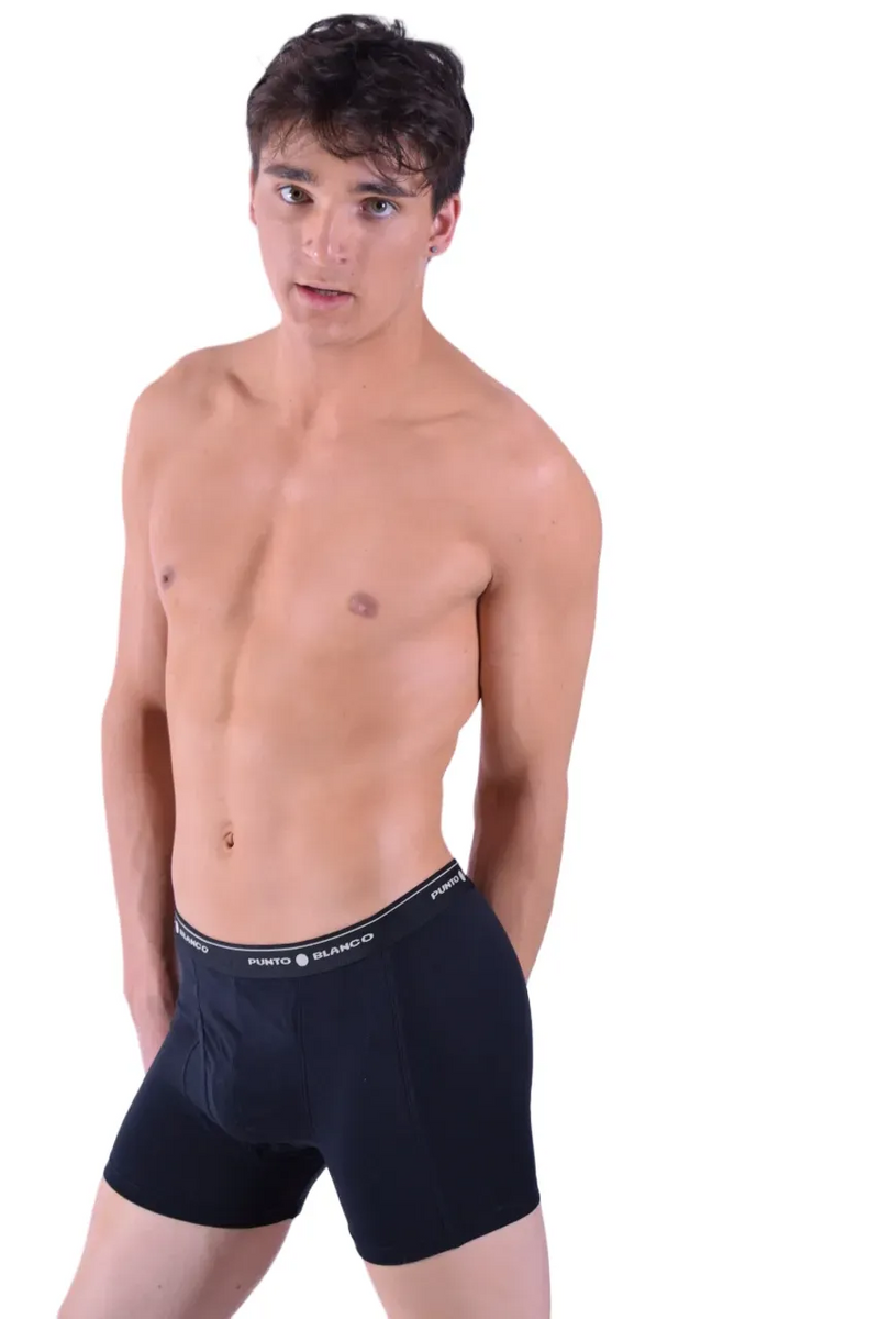 Punto Blanco Boxer Anatomic Comfy Cotton Open Fly Black 3393 24