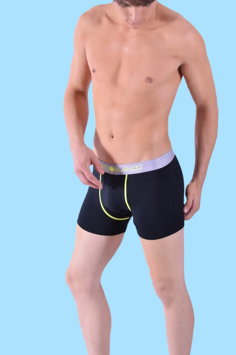 Large Punto Blanco Boxer Seeking Cotton Long Comfy Boxers Black & Neon 3458 26