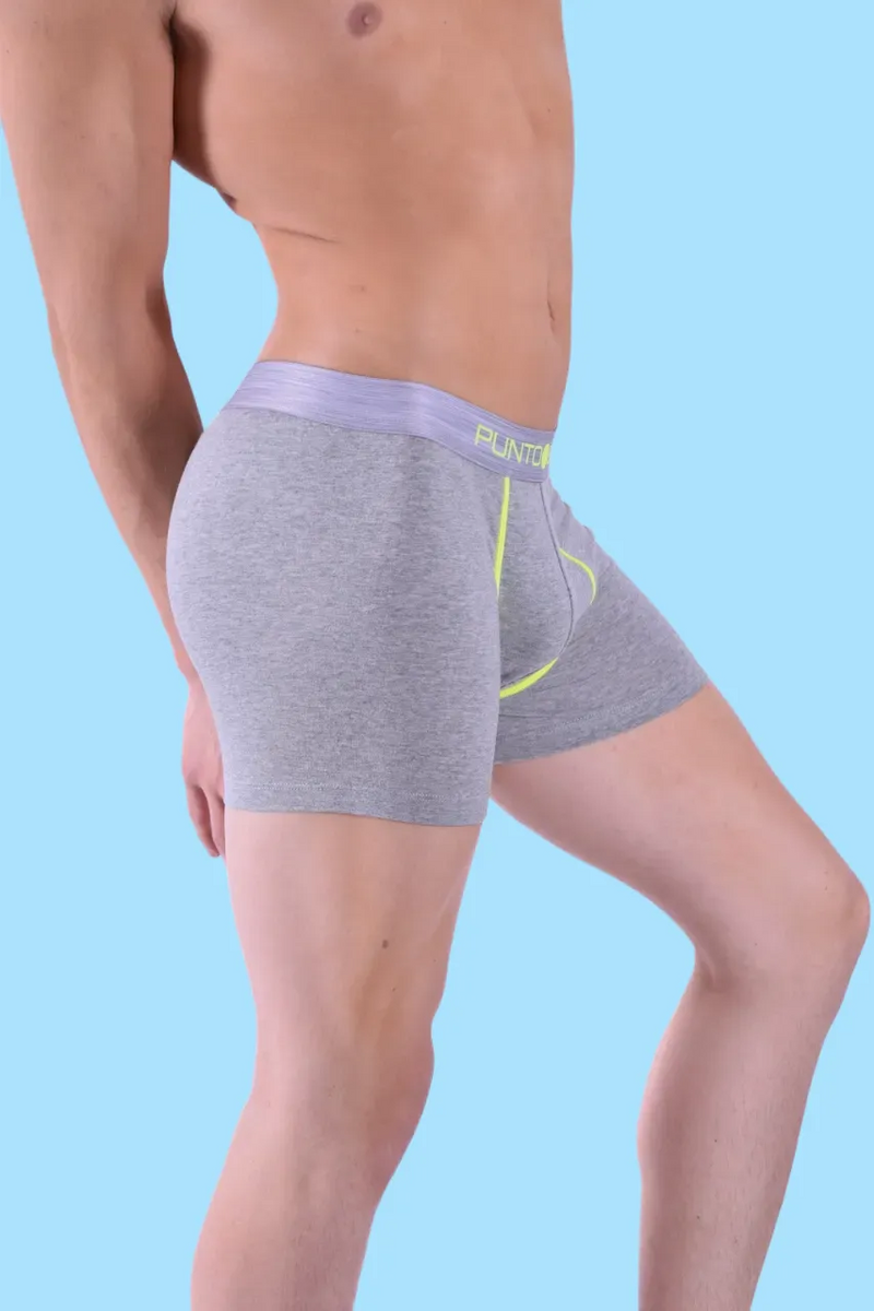 Punto Blanco Boxer Seeking Cotton Long Comfy Boxers Gray & Neon 3458 26