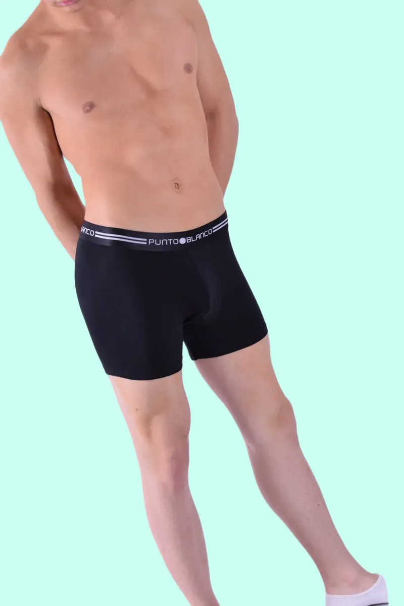 SMALL Punto Blanco Boxer Chroma Organic Cotton Long Boxers Black 3460 12