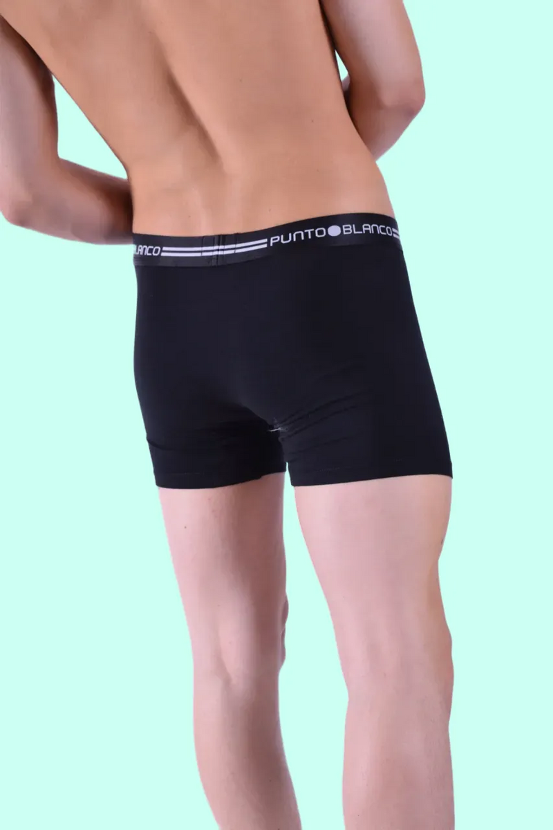 SMALL Punto Blanco Boxer Chroma Organic Cotton Long Boxers Black 3460 12