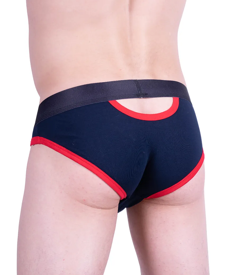 Large JJ Malibu Brief Peep show Sexy Space Blue Open Back Briefs 2