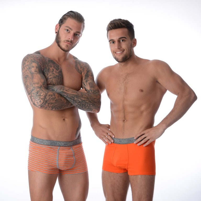 XL 2 PCS KIT  HOM Boxer Business Cotton Men Underwear Orange Lined 1