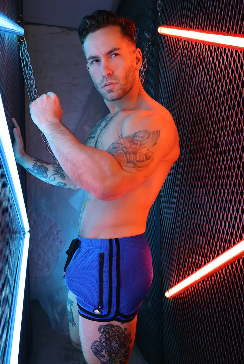 BREEDWELL Remix Circuit Shorts 2.0 Zip Pockets Mesh Swimwear Blue 23