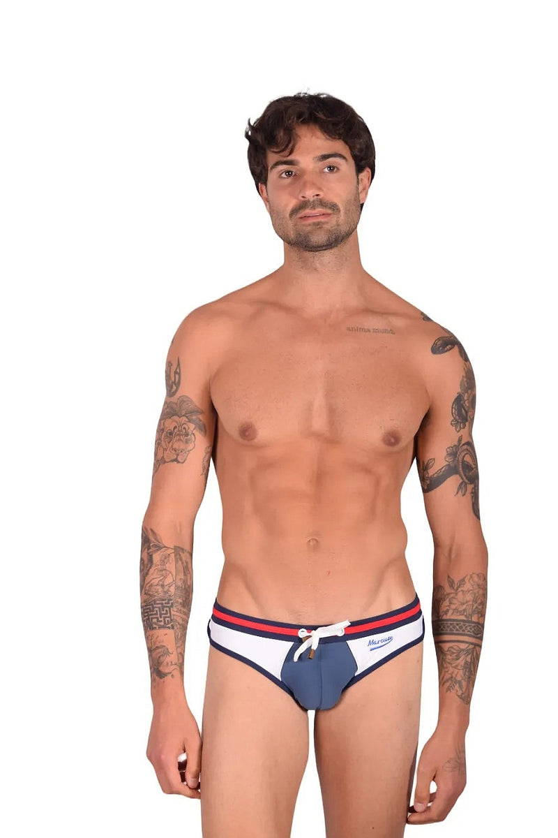 Marcuse Dragon Swim Brief White Blue 06816 2