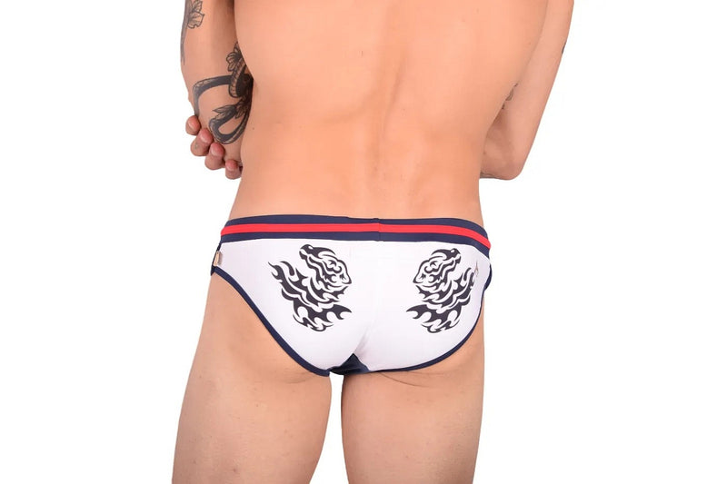 Marcuse Dragon Swim Brief White Blue 06816 2