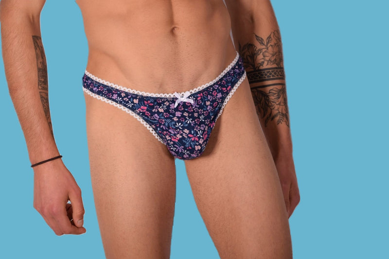 S/M SMU Mens Underwear Thong Tanga Flowers 33330 MX11