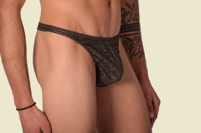 S/M SMU Mens Underwear Thong Brilliant Gold 33342 MX11