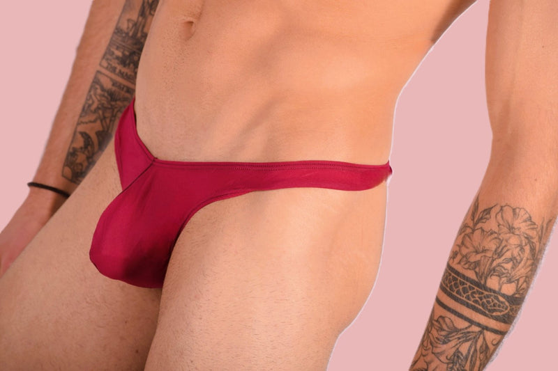 XS/S SMU Mens Underwear Sheer Thong Burgundy 33362 MX11