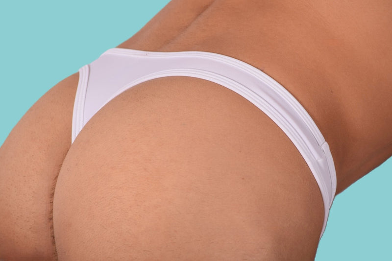 XS/S SMU Mens Swim Tan Thong White 33402 MX11