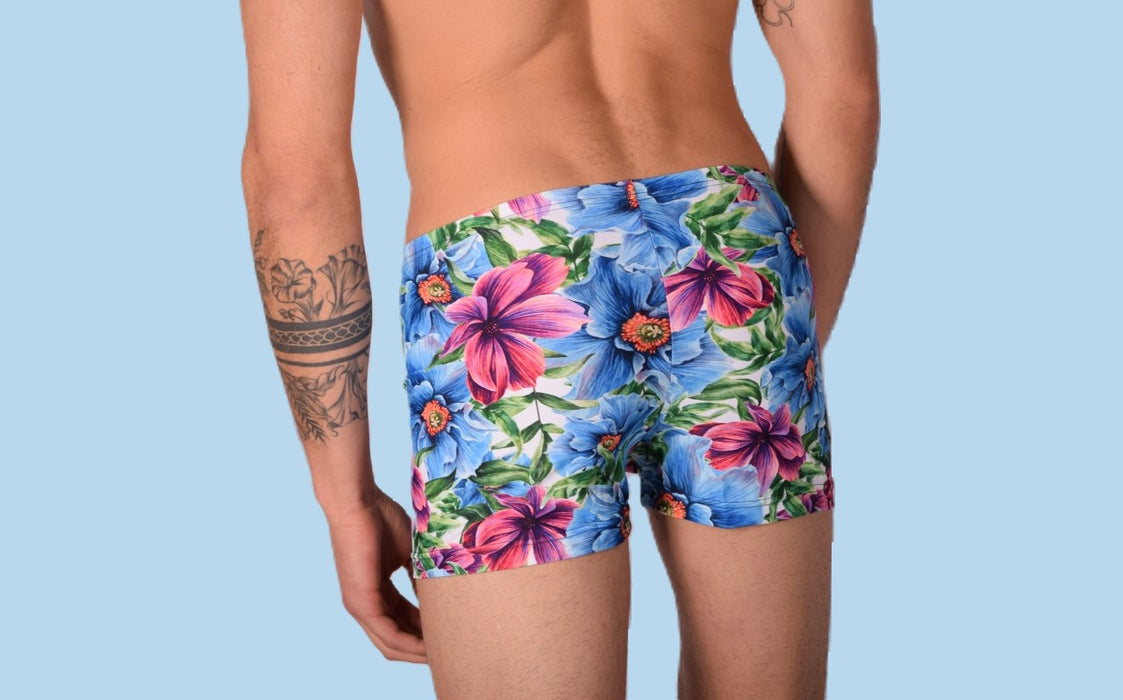 2XS/S SMU Mens Swim Hipster Underwear Flowers 43137 MX12
