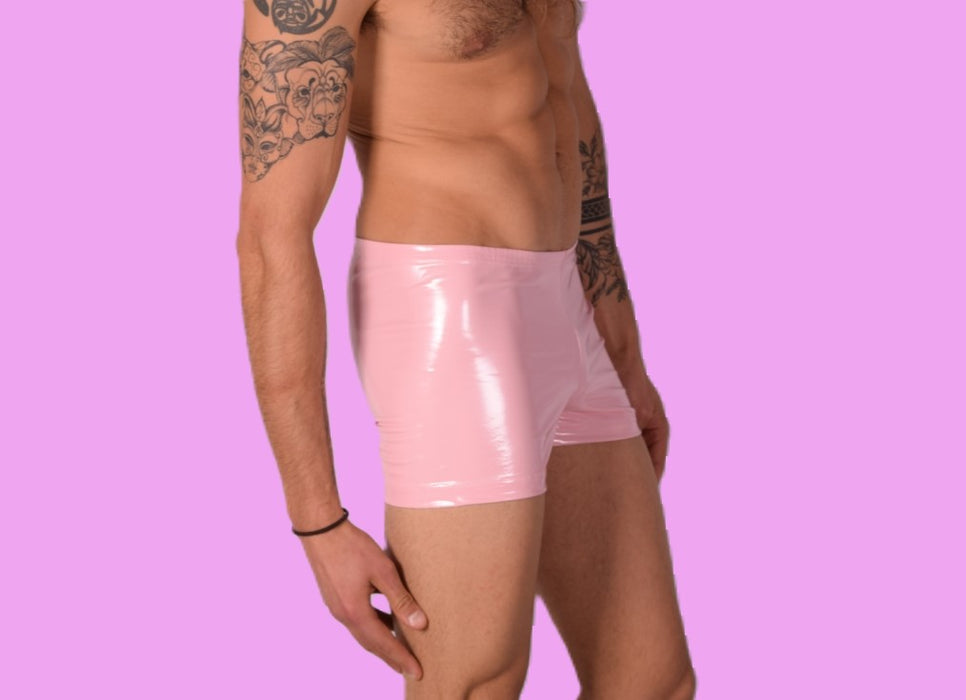 XS/S SMU Mens Faux Leather Look  Hipster Underwear Pastel Pink 43153 MX12
