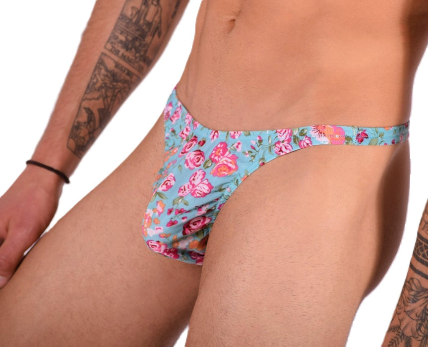 XS/S SMU Super Soft Aqua flower Print Thong 100654 MX9