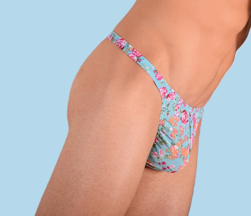 XS/S SMU Super Soft Aqua flower Print Thong 100654 MX9