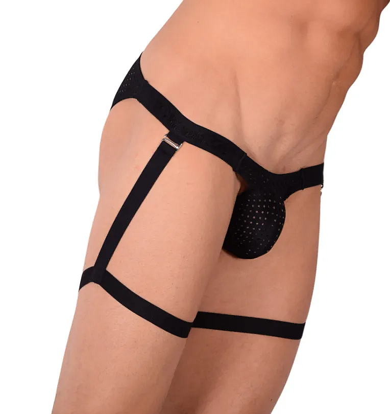 PIKANTE Seductive Brief With Extra Straps Silky Stretchy Briefs Black 0499 1