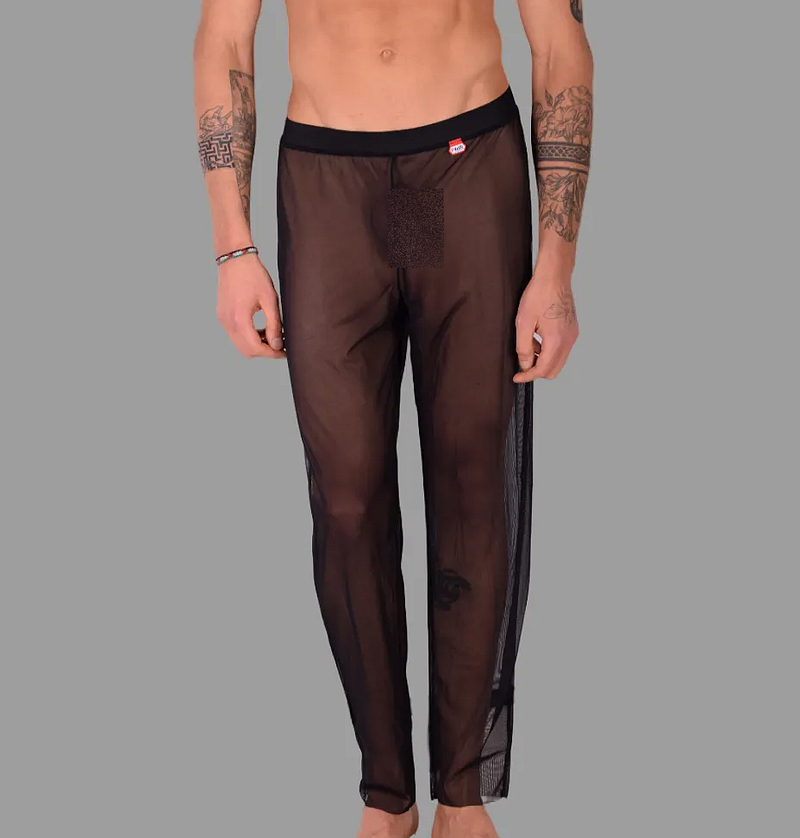 PIKANTE Sleepwear You Mesh Pants Soft See-Through Ankle Length Black 0490 4