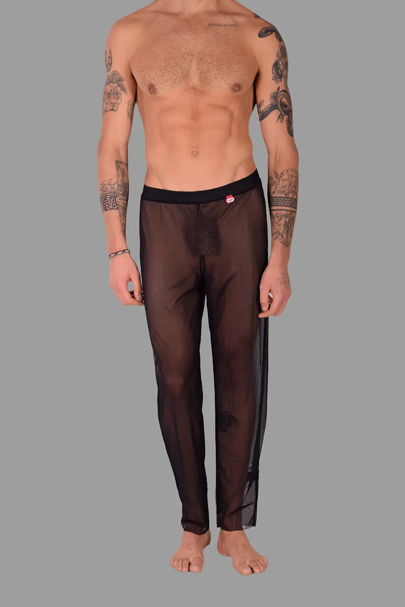 PIKANTE Sleepwear You Mesh Pants Soft See-Through Ankle Length Black 0490 4