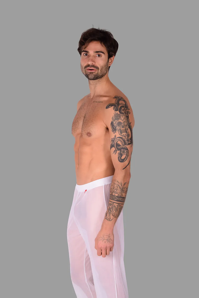 PIKANTE You Mesh Pants Supremely Soft See-Through Ankle Length Pant White 0490 4