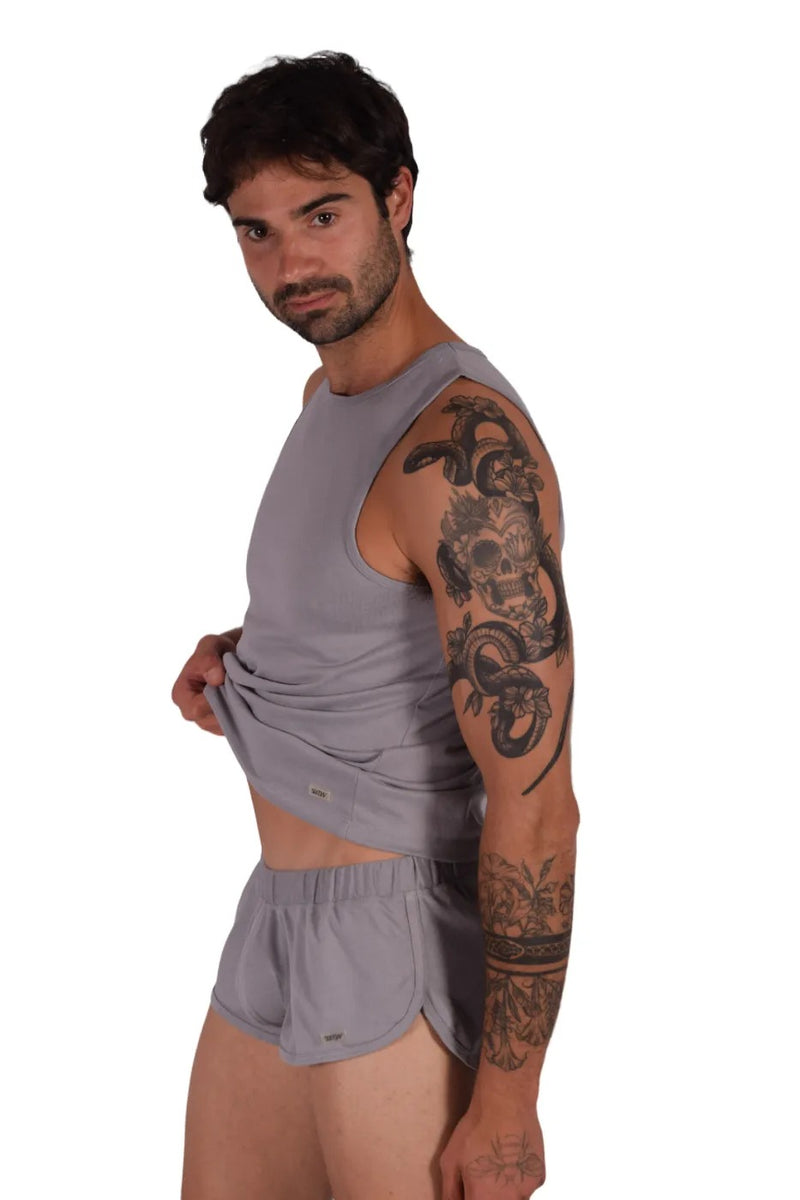SUKREW Shorts Loose-Fit Runner Short With Contoured Pouch in Studio Grey 4