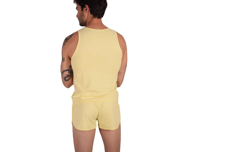 SUKREW Loose-Fit Runner Shorts With Contoured Pouch in Blonde Yellow 4