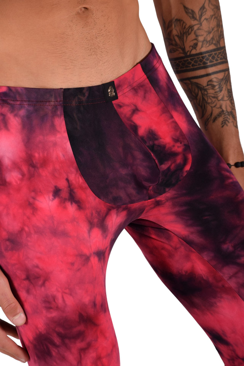 SMU Mens Legging Tight Fit Red Artistic Printed S/M 12563 MX8