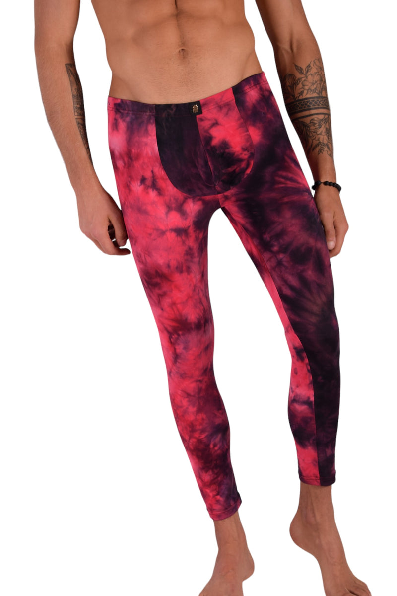 SMU Mens Legging Tight Fit Red Artistic Printed S/M 12563 MX8