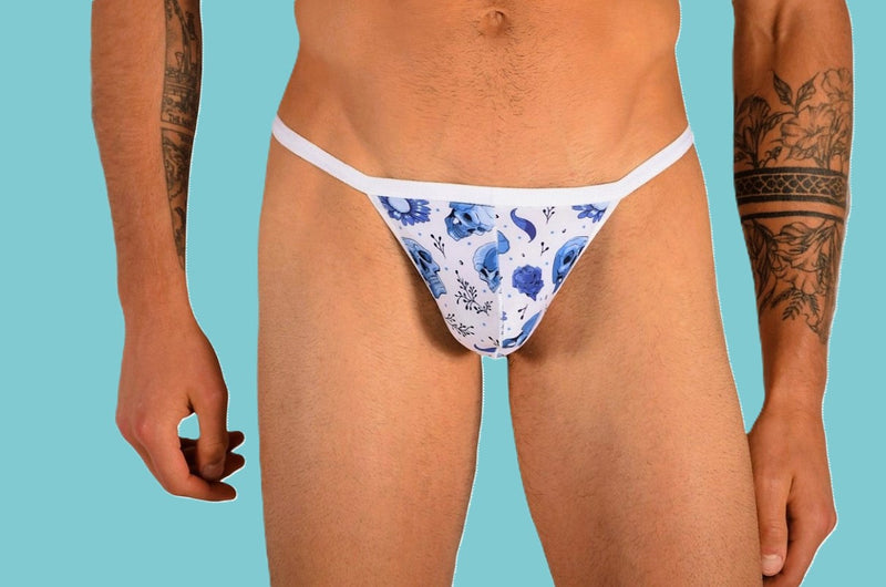 SMU Collection Skull Tiny Tanning G-String White H01