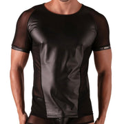 Absolu Male By TOF PARIS Rebel Mesh T-Shirt Crew - Neck Leather Look 12