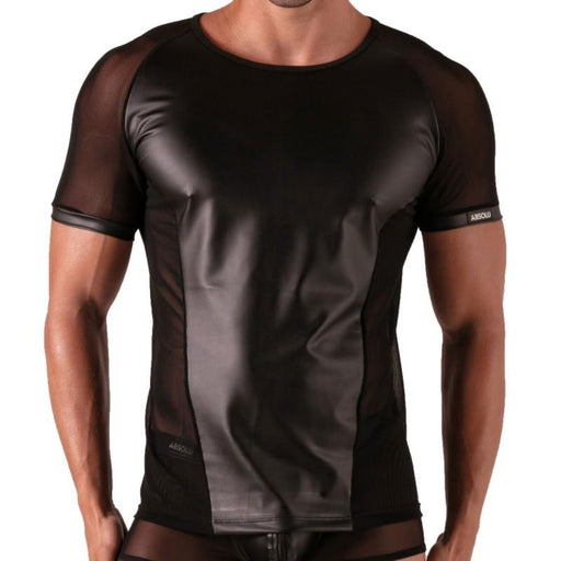 Absolu Male By TOF PARIS Rebel Mesh T-Shirt Crew - Neck Leather Look 12