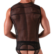 Absolu Male By TOF PARIS Seduction Mesh Tank Top Structured Fitted Cut 14