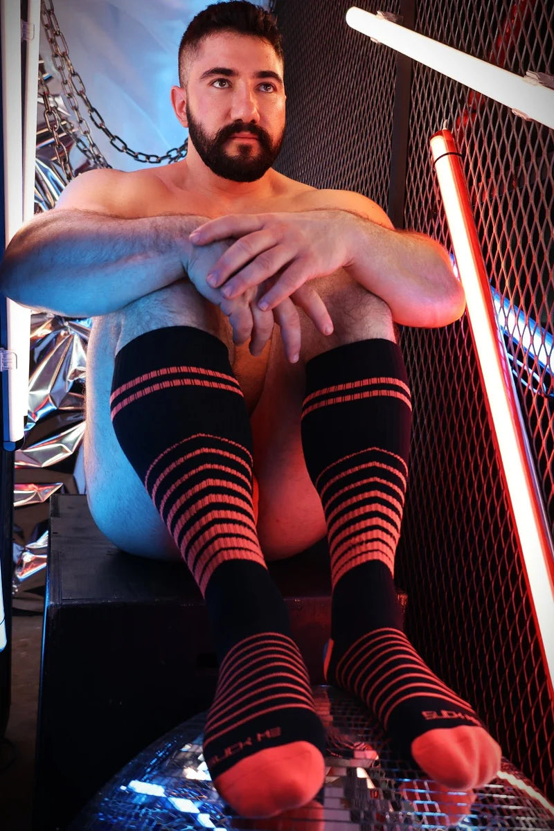 BREEDWELL After Dark Long Socks One Size Knee Socks in Neon Orange 6