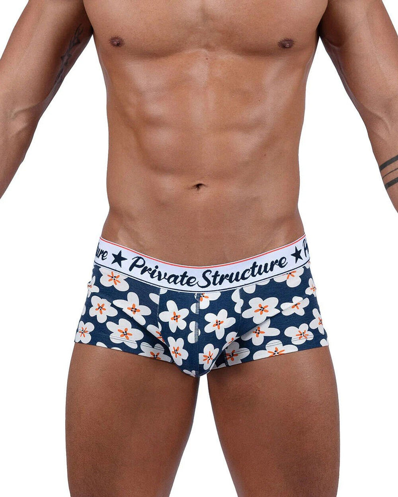 Boxer PRIVATE STRUCTURE Classic Motif Mid - Waist Boxer Trunk 4505 Floral Navy4