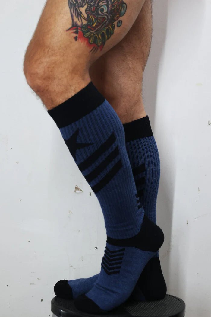 BREEDWELL Cockpit Long Socks With Soft Yarn Fabric Knee - Sock Navy2