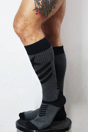BREEDWELL Cockpit Socks Soft Yarn Fabric Long Sock in Dark Grey 533