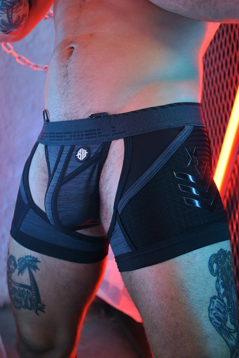 BREEDWELL Cockpit Stretchy Backless Boxer Chock Jock - Chaps Trio in Black 265