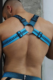 BREEDWELL Futura Body Harness Jacquard Chevron Removable Side in Aqua Blue3