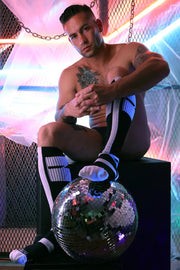 BREEDWELL Infinity Socks Ultra Luxurious Knee - High Sock Logo Stripes Black3