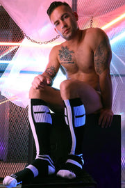 BREEDWELL Infinity Socks Ultra Luxurious Knee - High Sock Logo Stripes Black2