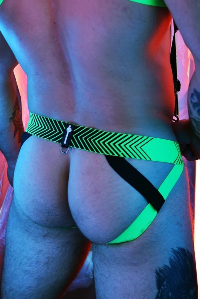 BREEDWELL Jockstrap Futura Chevron Jacquard Neon Green Jock 519